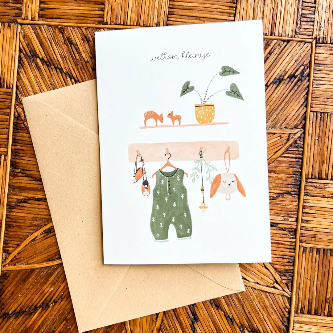 Wenskaart Welkom Kleintje | Studio Kuukeluus | Geboorte