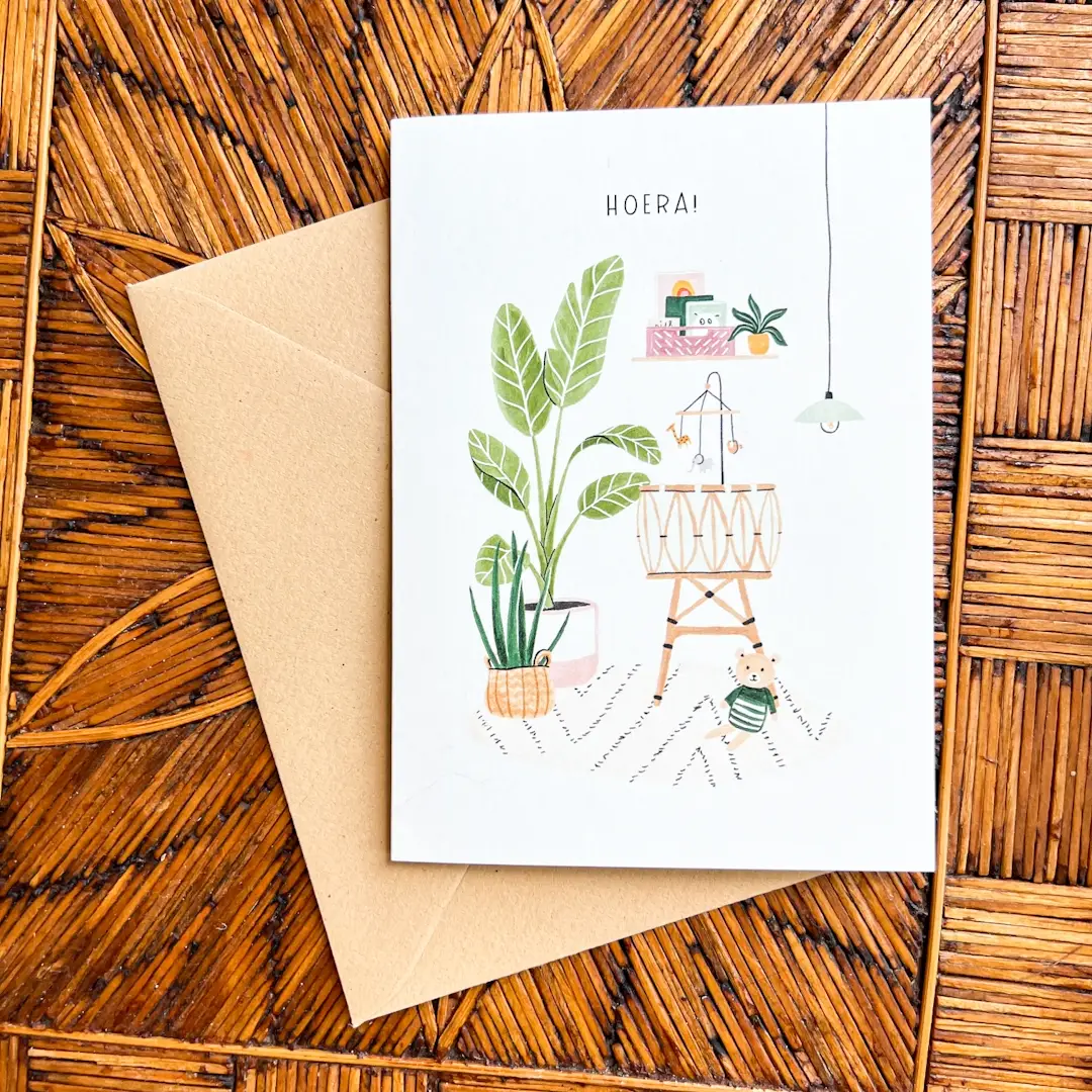 Wenskaart Hoera Baby! | Studio Kuukeluus | Geboorte