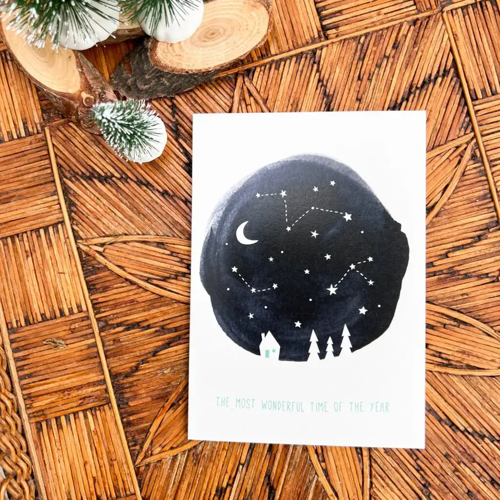 Kerstkaart Sterrenhemel