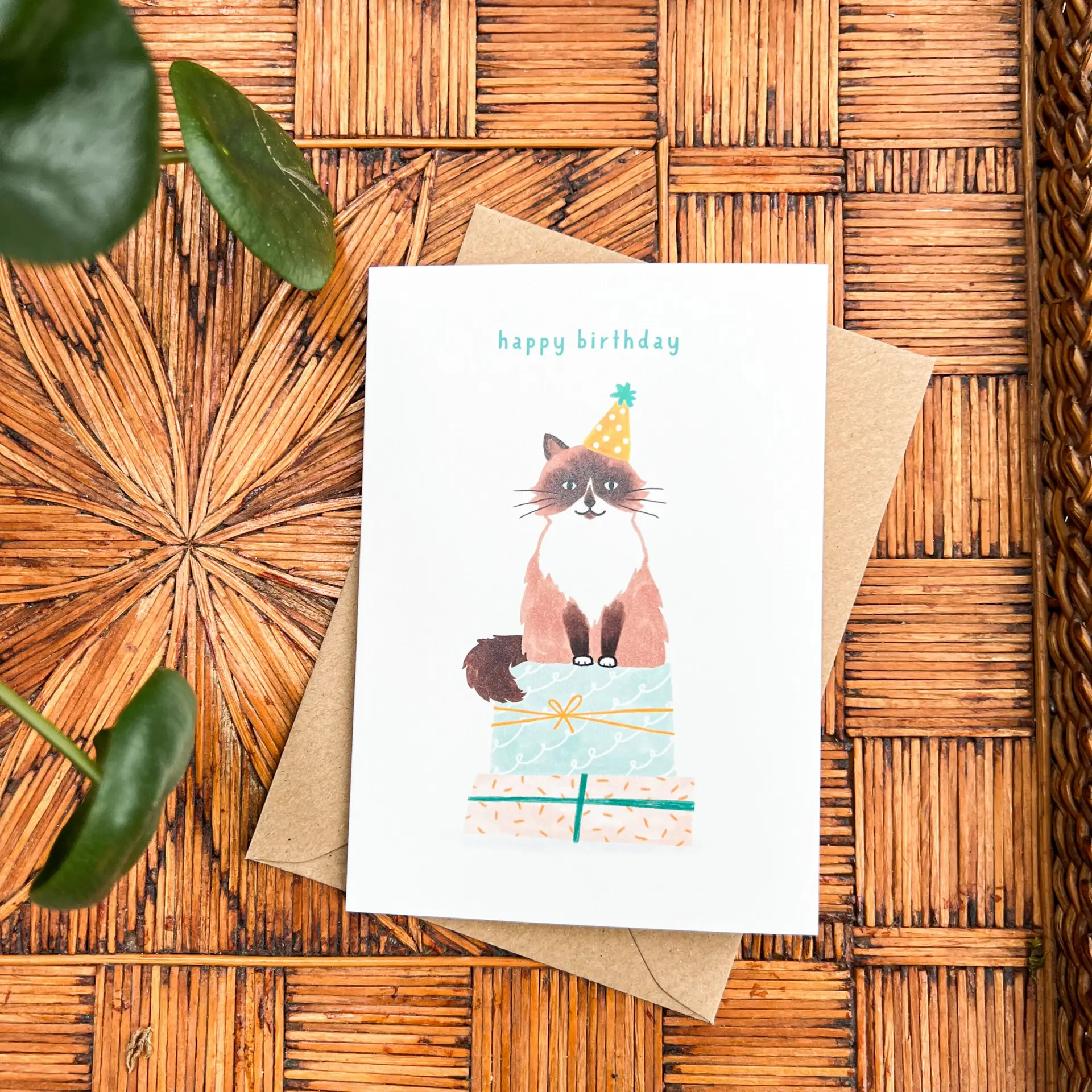 Wenskaart Happy Birthday Kat | Studio Kuukeluus | Kaarten