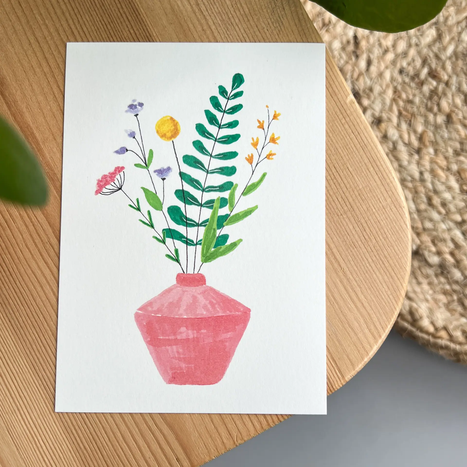 Kaartje vaas met bloemen