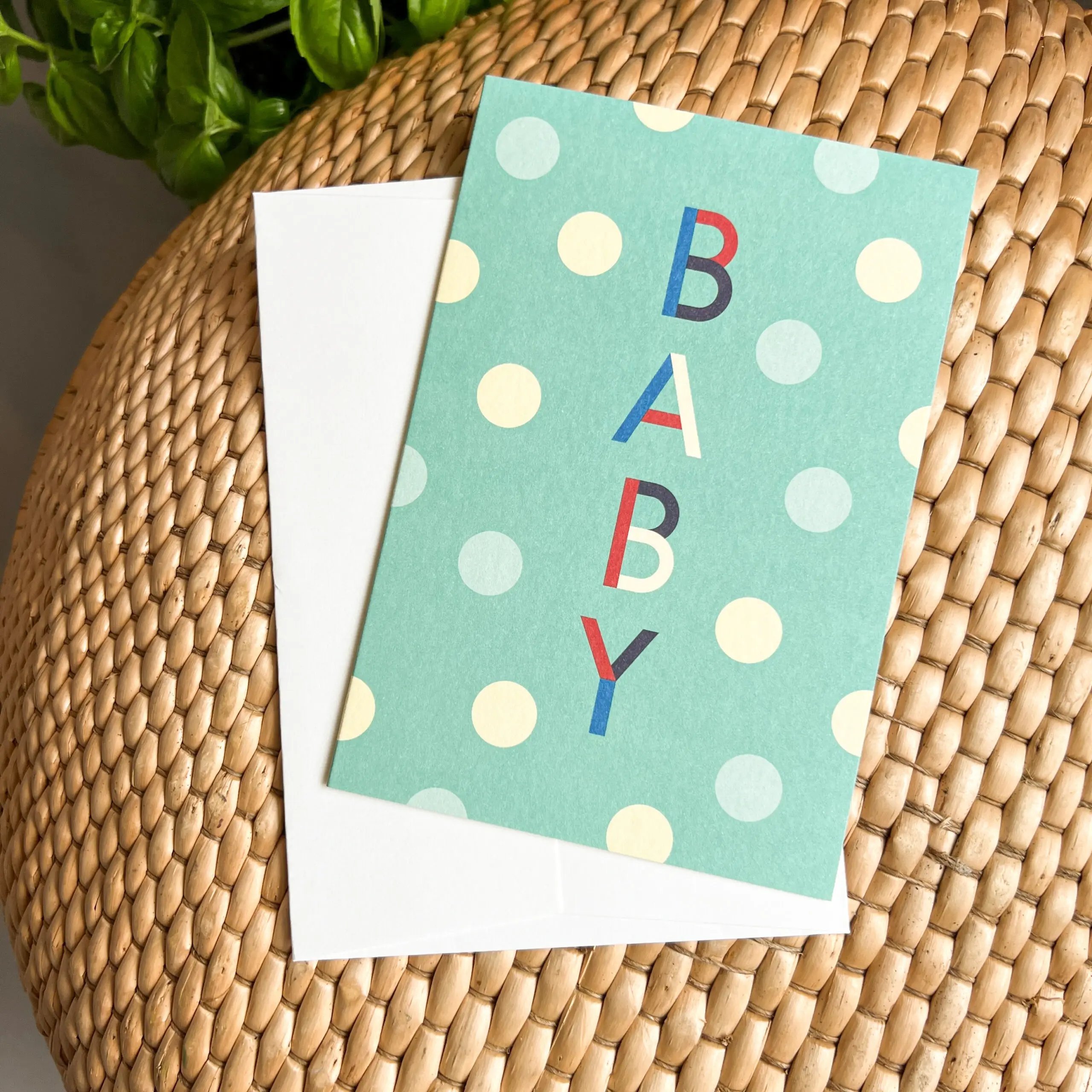 Wenskaart Baby Stippen