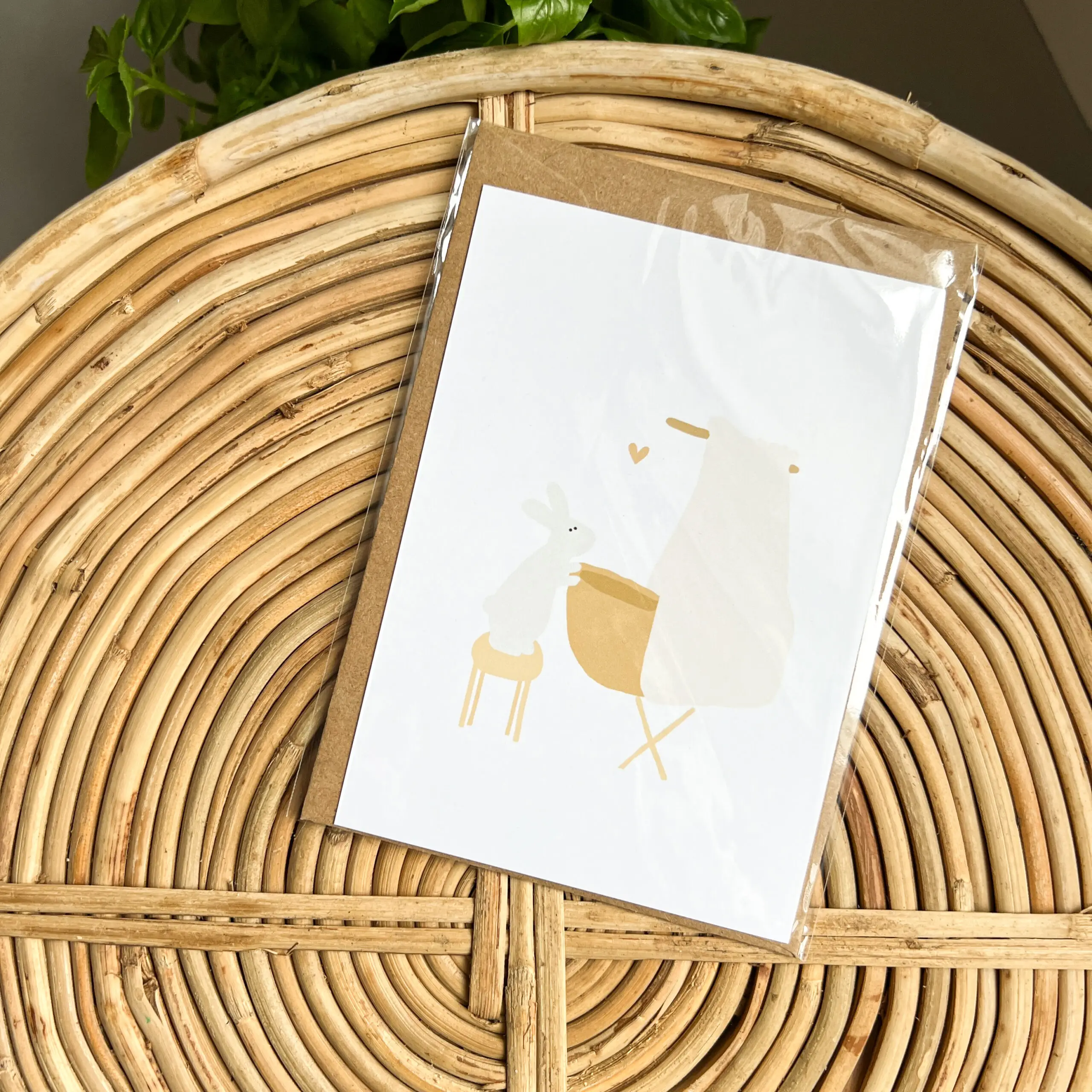 Wenskaart Baby Wiegje met Konijntje