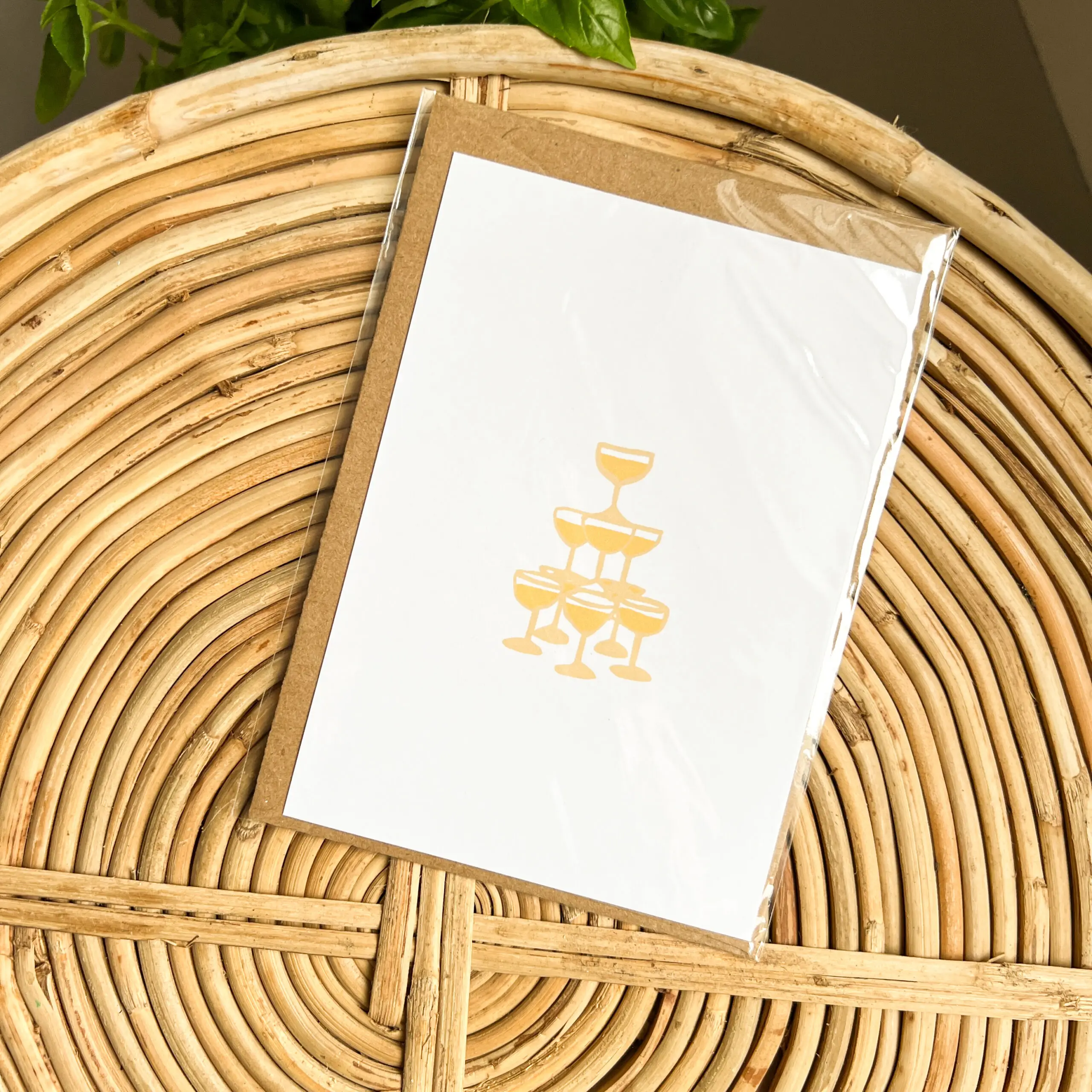 Wenskaart Champagne Fontein