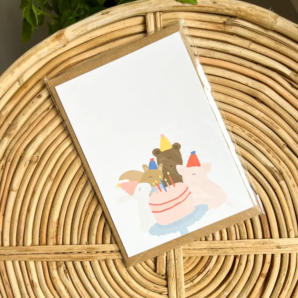 Wenskaart Feestelijke Knuffelvriendjes