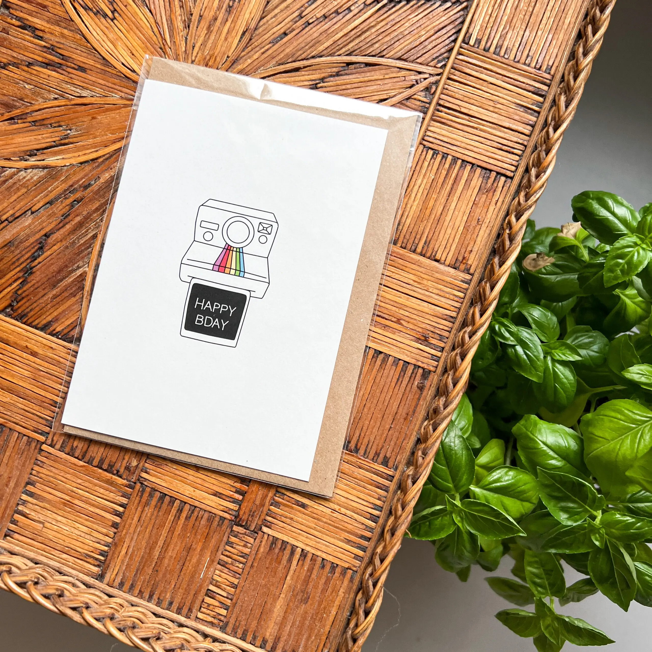 Wenskaart Happy Bday Polaroid