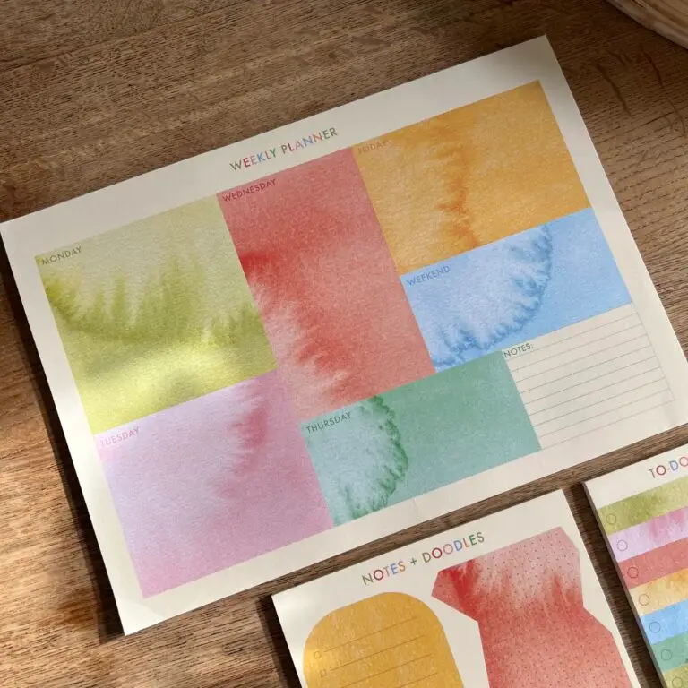 A4 Waterverf Weekplanner met kleurrijk design