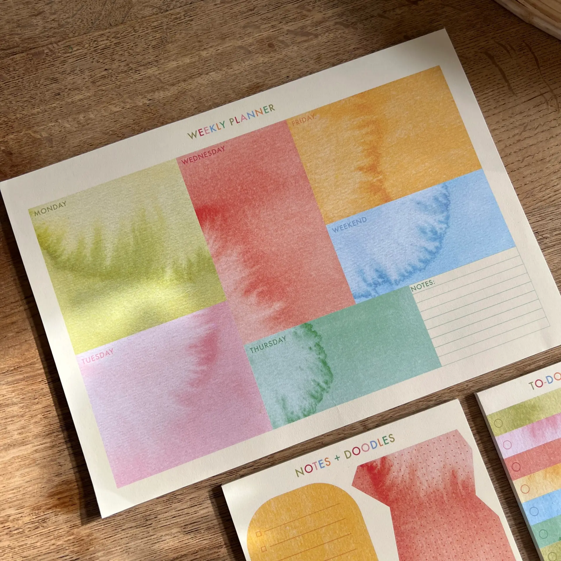 A4 Waterverf Weekplanner met kleurrijk design