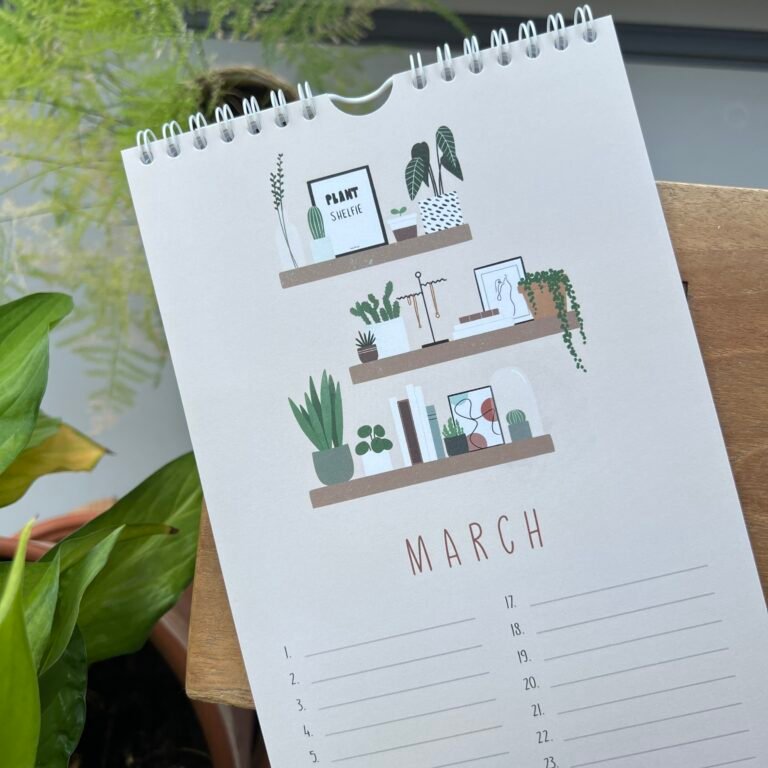 Minimalistische verjaardagskalender Twaalf Maanden Groen aan de muur