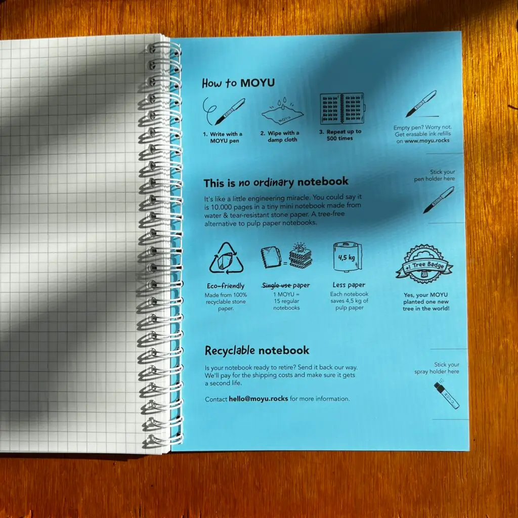 Stijlvol uitwisbaar notitieboek A5 van MOYU, Rocky Ice