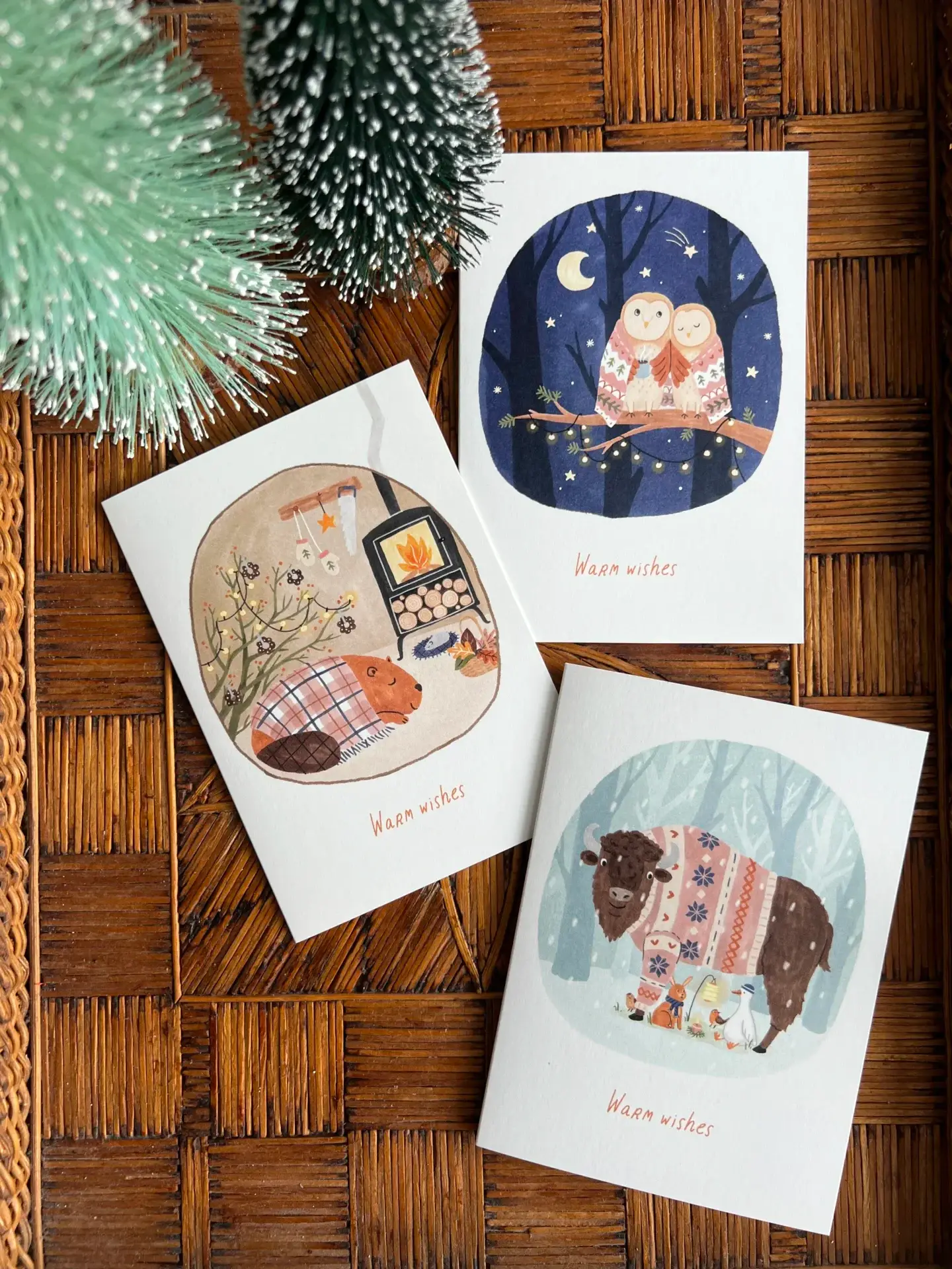 Kerstkaart Kerkuil 3 Natuur kerstkaart met wisent